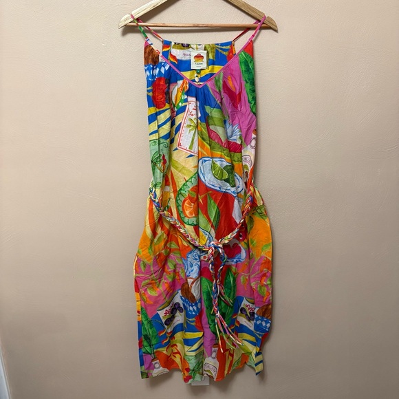 Farm Rio Summer Picnic Sleeveless V-Neck Midi Dress Size Medium NWT New - Picture 5 of 16
